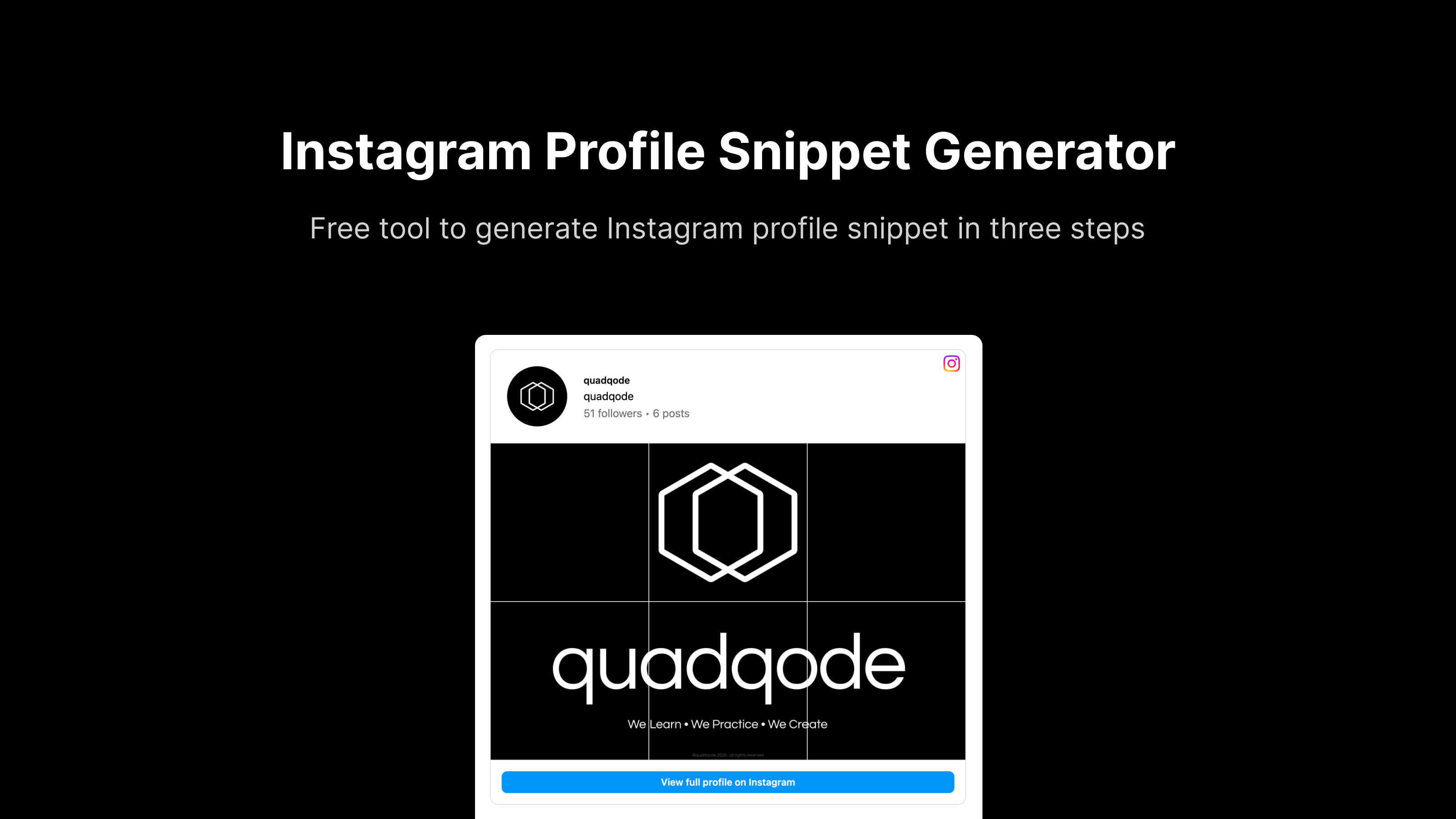Instagram Profile Snippet Generator screenshot